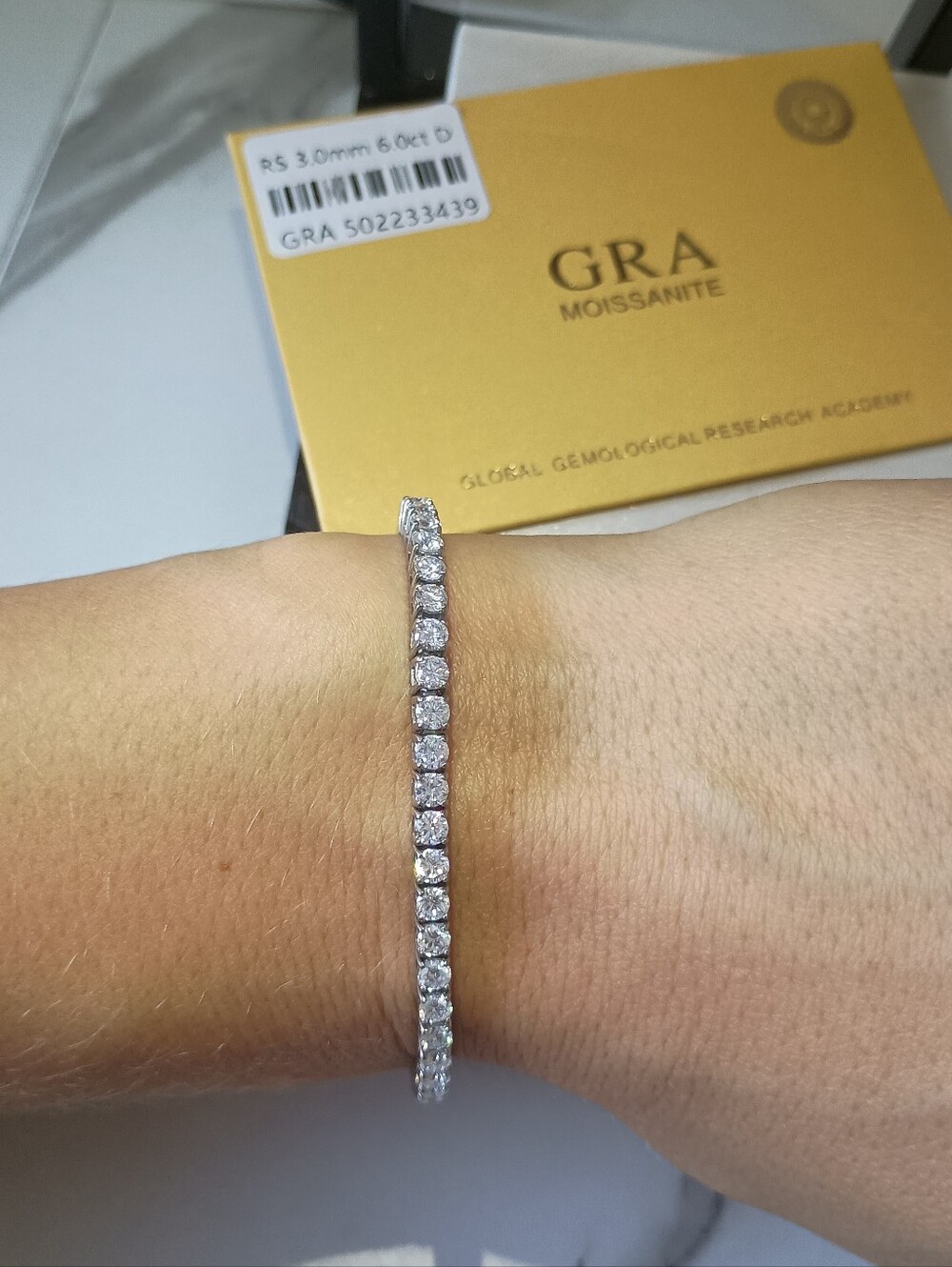 New Moissanite Diamond Round Cut Tennis Bracelet 3mm 7 Inch With GRA Certificate